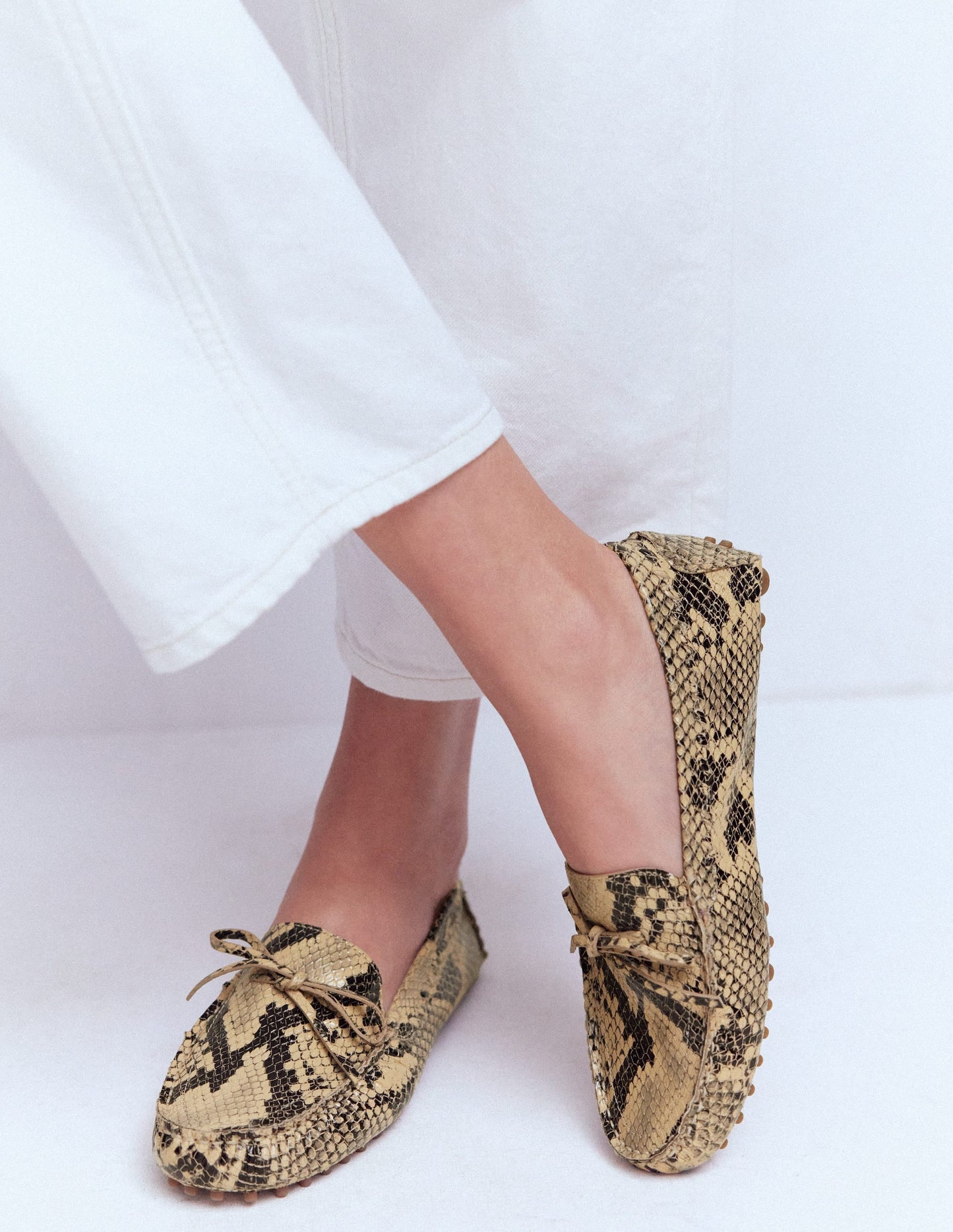 Heidi Stitched Soft Loafers-Snake
