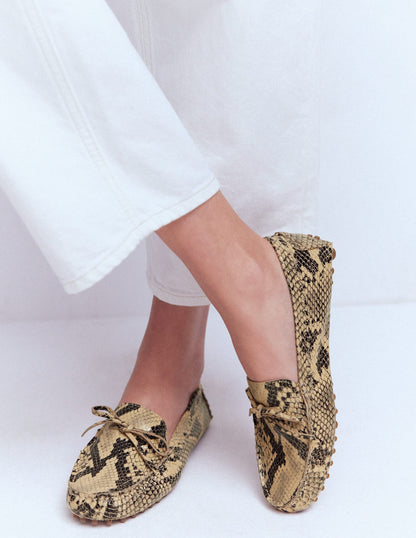 Heidi Stitched Soft Loafers-Snake