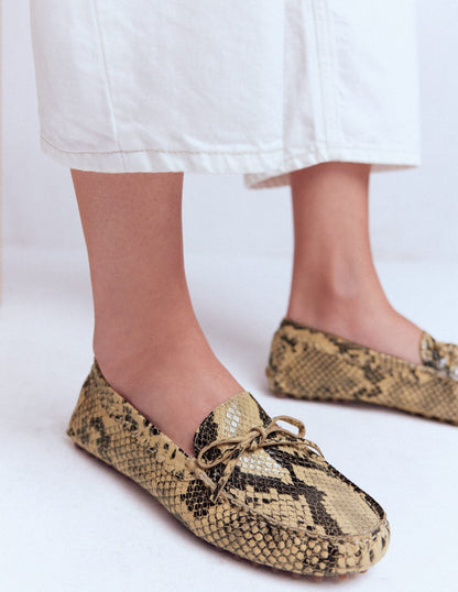 Heidi Stitched Soft Loafers-Snake