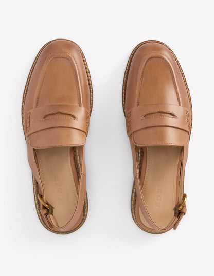 Nya Slingback Penny Loafers-Tan