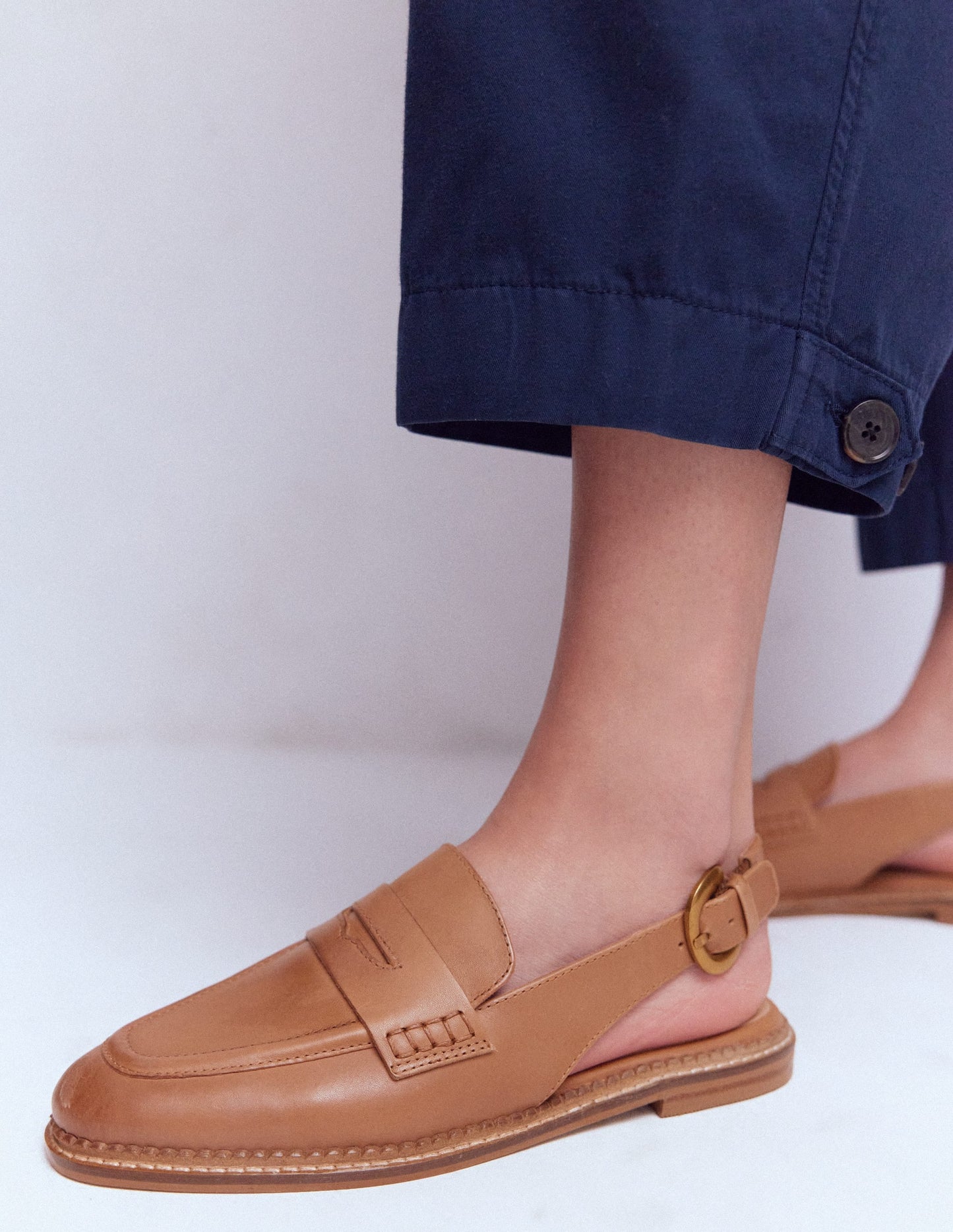 Nya Slingback Penny Loafers-Tan
