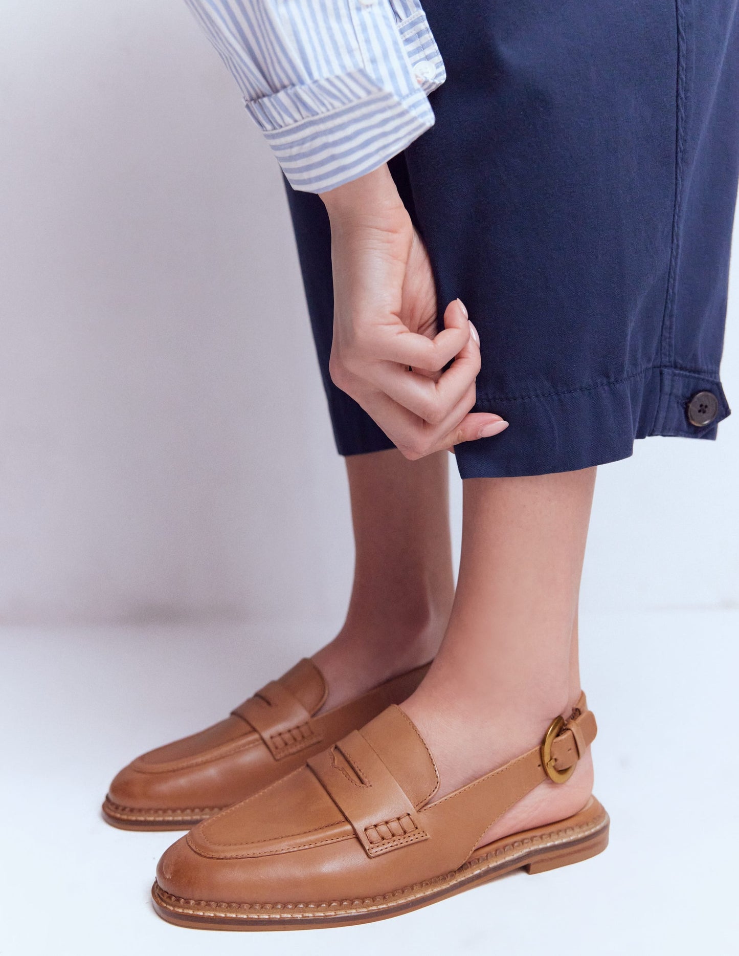 Nya Slingback Penny Loafers-Tan