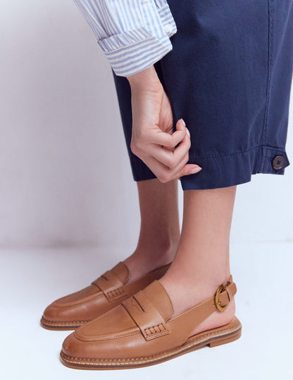 Nya Slingback Penny Loafers-Tan