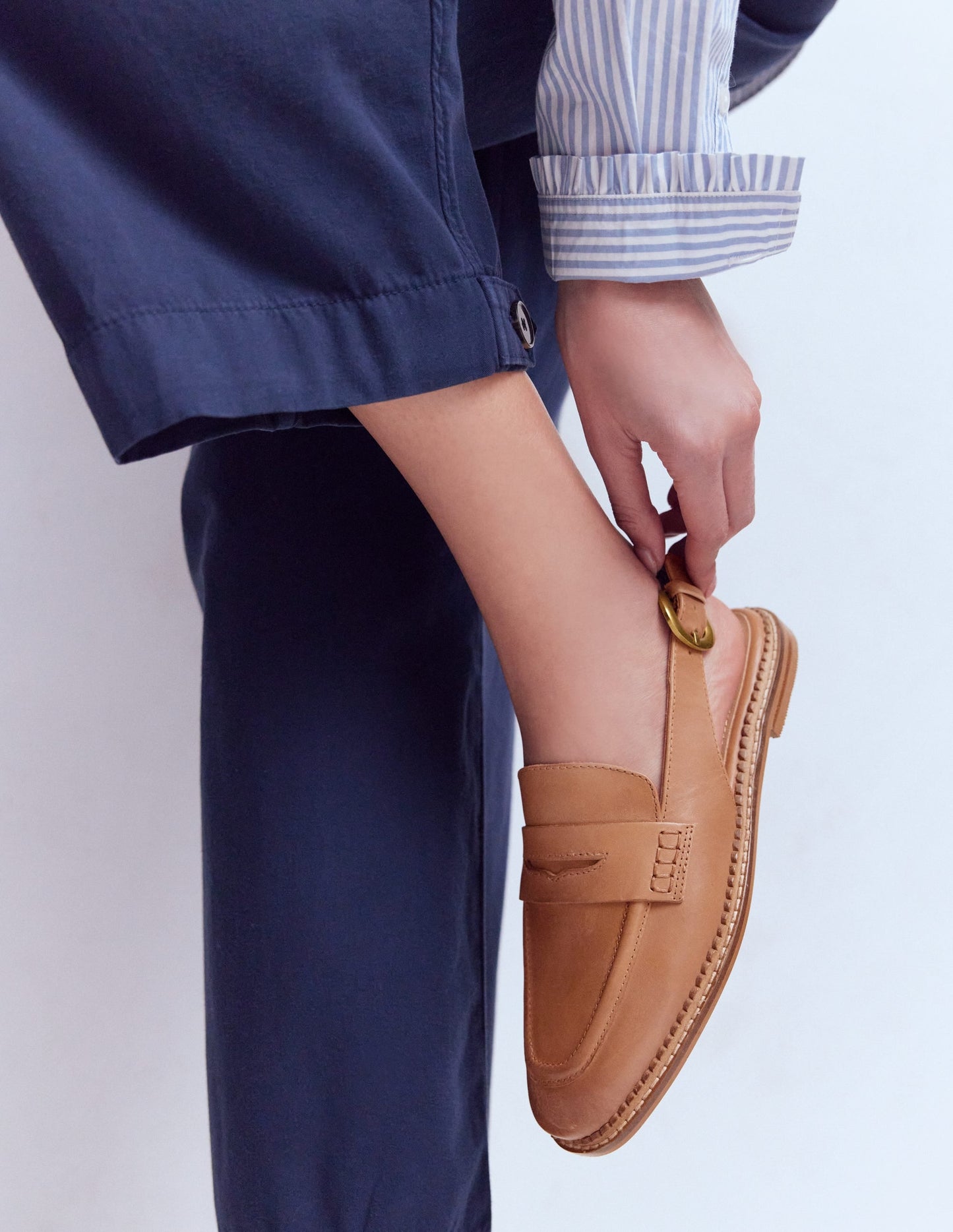 Nya Slingback Penny Loafers-Tan