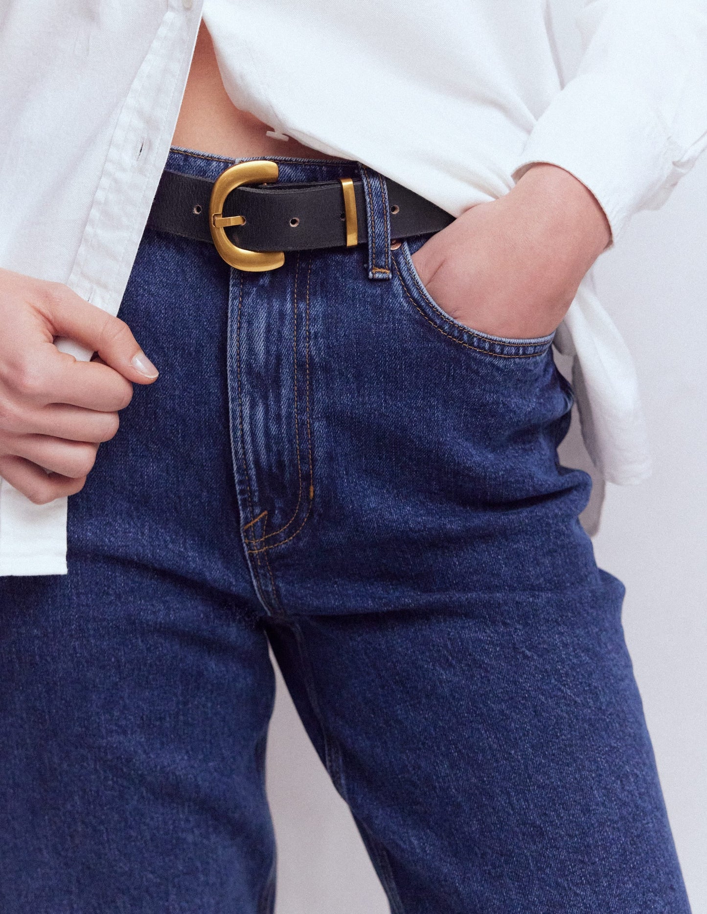 Chunky Buckle Belt-Navy