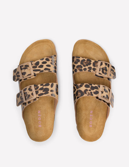 Lyla Printed Buckle Sliders-Leopard