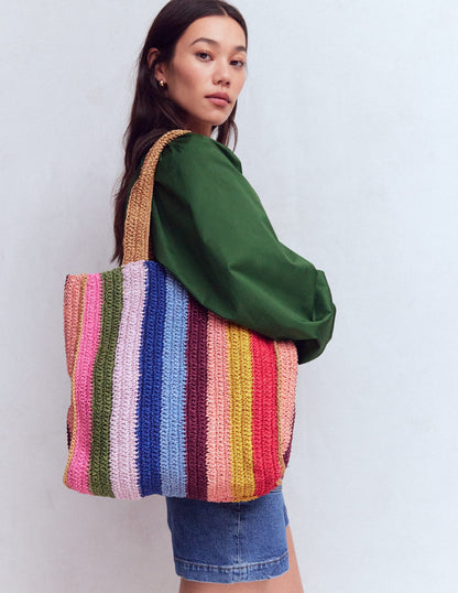 Shopper Tote-Multi Stripe