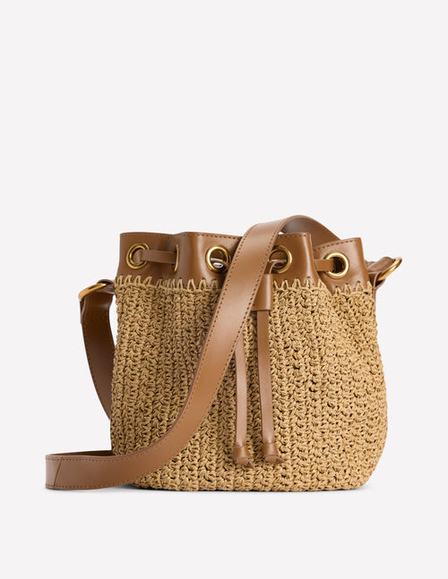 Mini Straw Bucket Bag-Natural Raffia