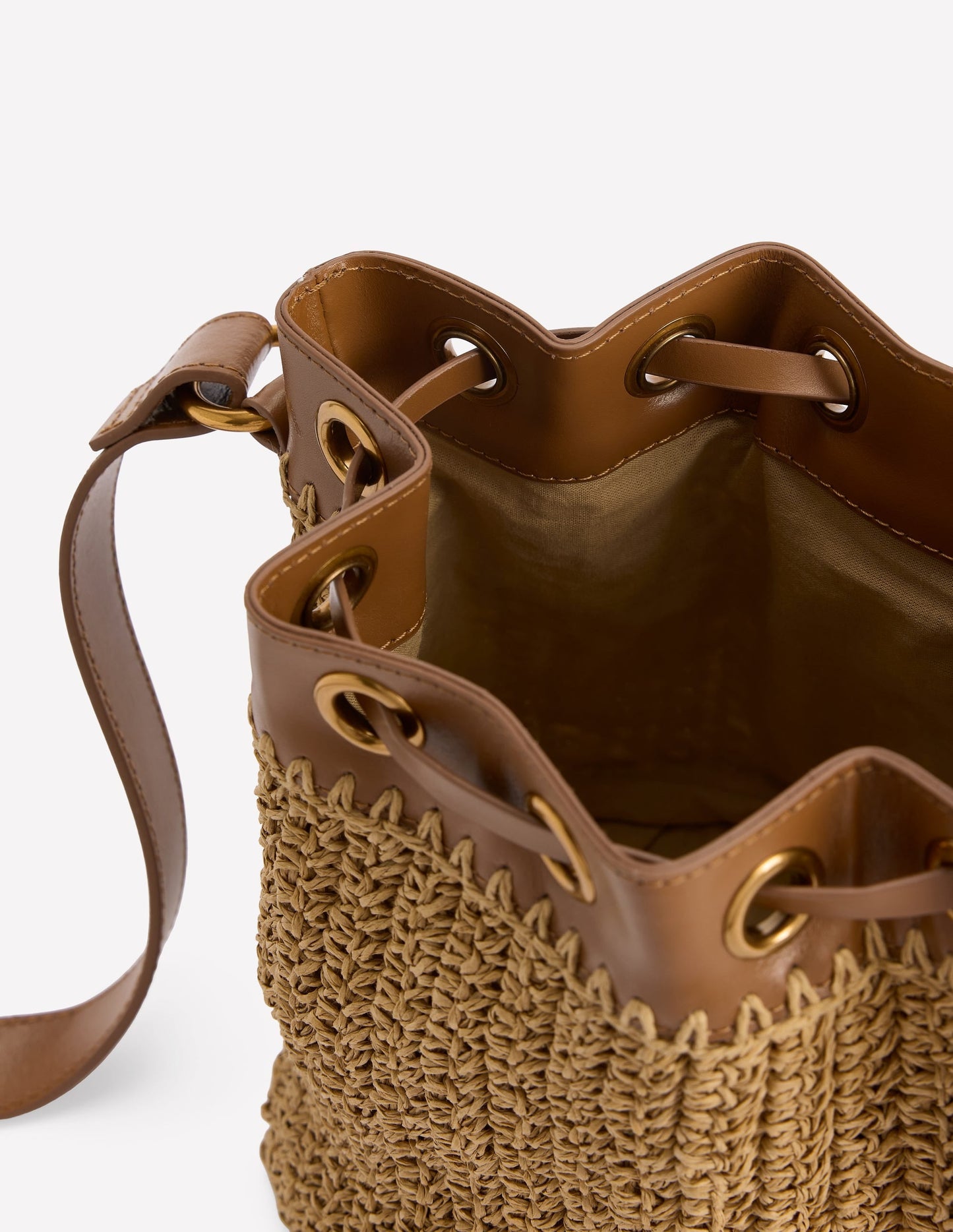 Mini Straw Bucket Bag-Natural Raffia