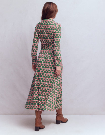 Marcia Jersey Shirt Dress-Hunter Green, Heart Link