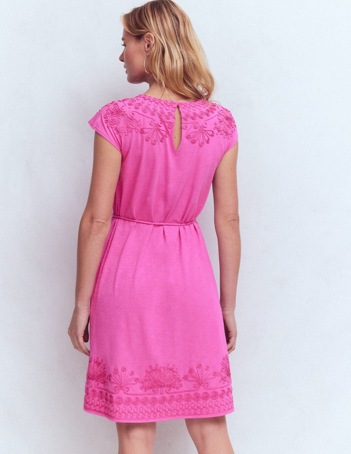Embroidered Jersey Short Dress-Passion Flower