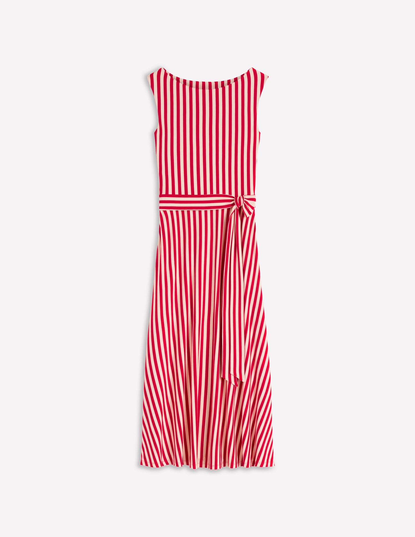 Tamsin Jersey Midi Dress-Merida Red and Ivory Stripe