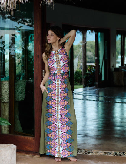 Antonia Jersey Maxi Dress-Multi, Ornamental Garden