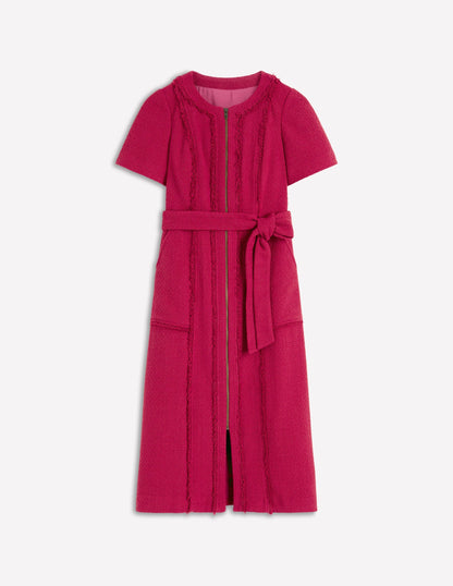 Ruth Zip Texture Dress-Berry