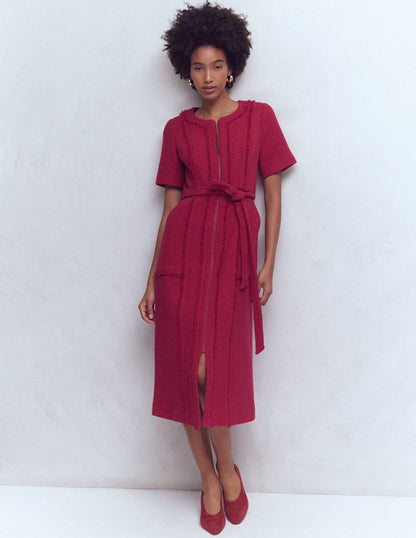 Ruth Zip Texture Dress-Berry