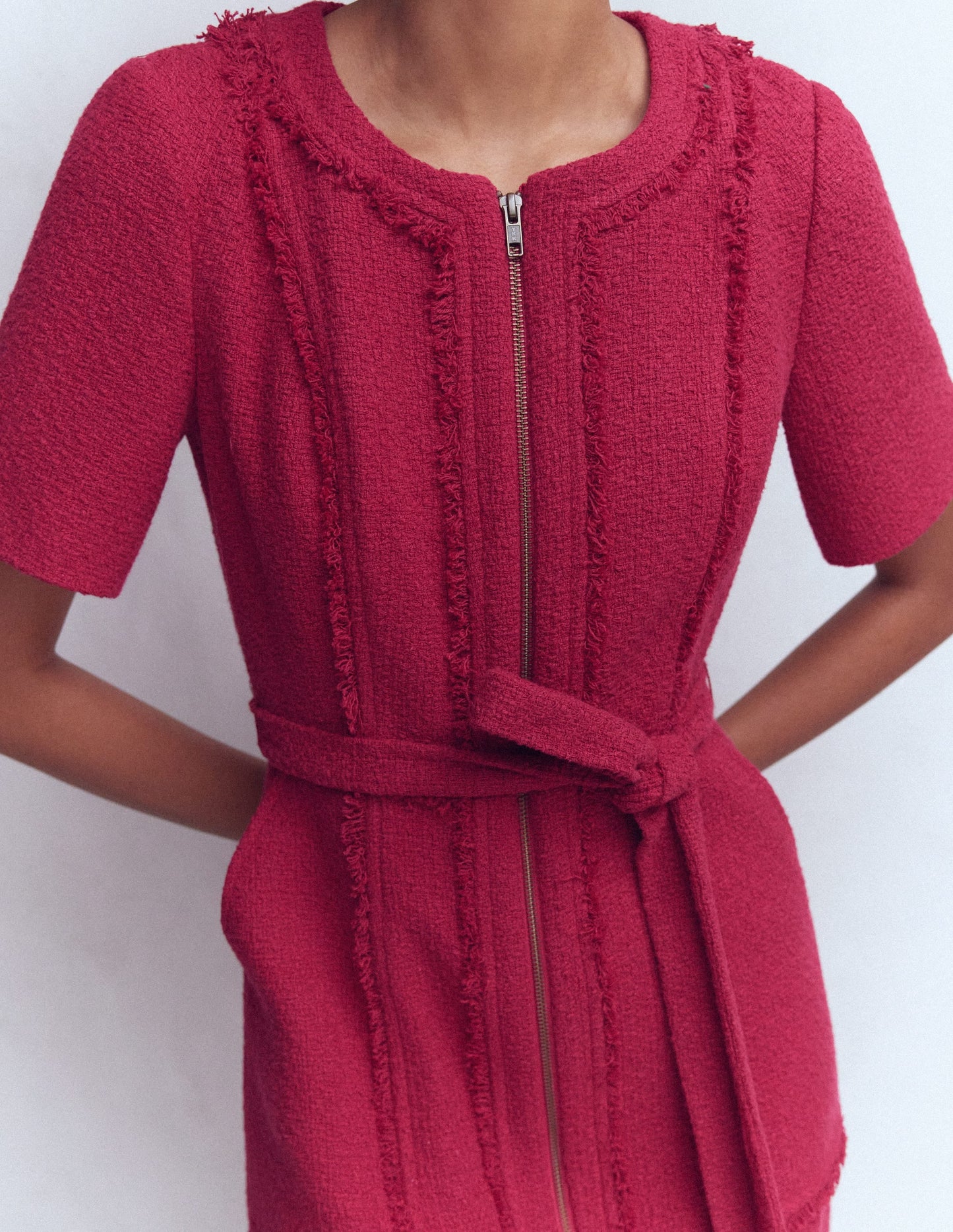Ruth Zip Texture Dress-Berry