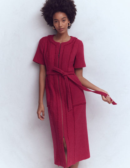 Ruth Zip Texture Dress-Berry