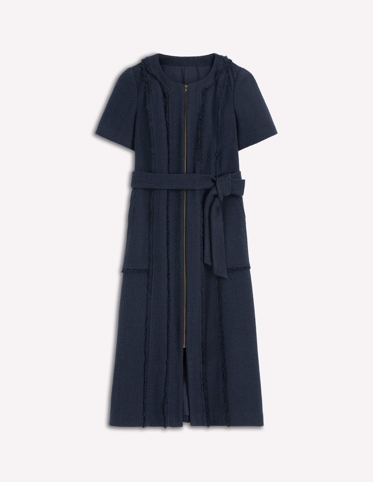 Ruth Zip Texture Dress-Navy