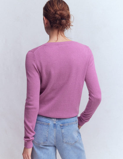 Eva Cashmere Crew Cardigan-Clover Purple
