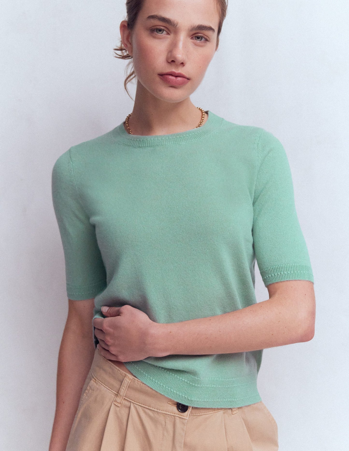 Eva Cashmere T-Shirt-Celadon Blue