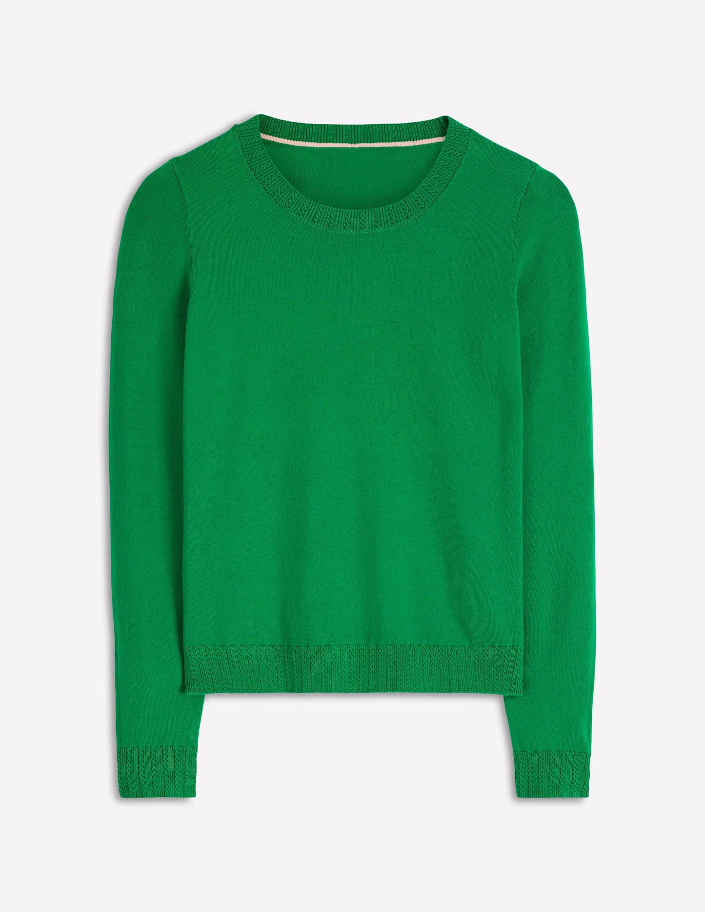 Emilia Cotton Crew Sweater-Rich Emerald
