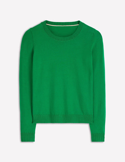 Emilia Cotton Crew Sweater-Rich Emerald