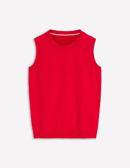 Emilia Cotton Crew Neck Vest-Merida Red