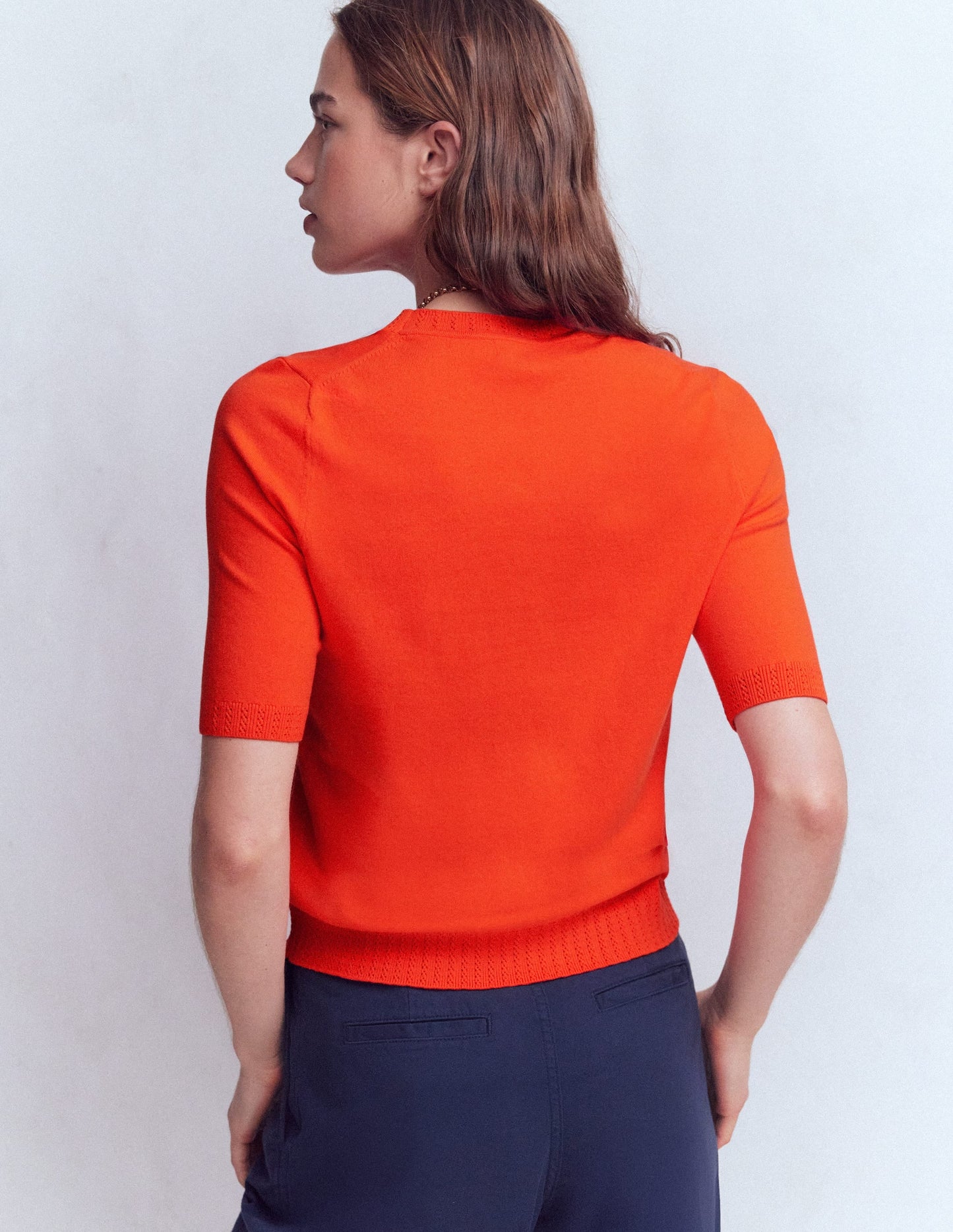 Emilia Cotton Crew T-shirt-Sunset Orange