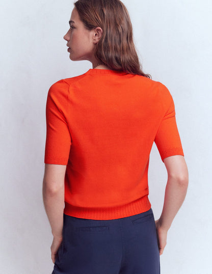 Emilia Cotton Crew T-shirt-Sunset Orange