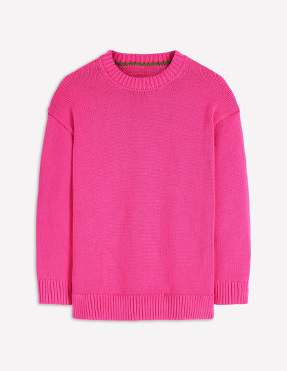 Lucy Oversized Cotton Jumper-Pink Peony