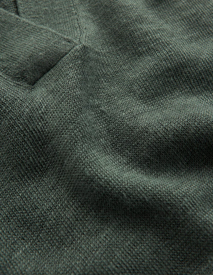 Agnes Collared Linen Jumper-Green Jasper