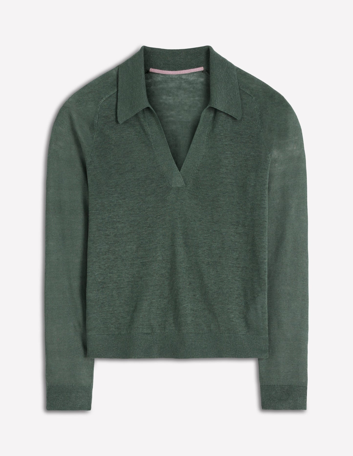 Agnes Collared Linen Jumper-Green Jasper