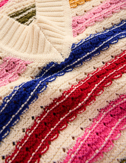 Maeve Textured Cotton Jumper-Multi Stripe