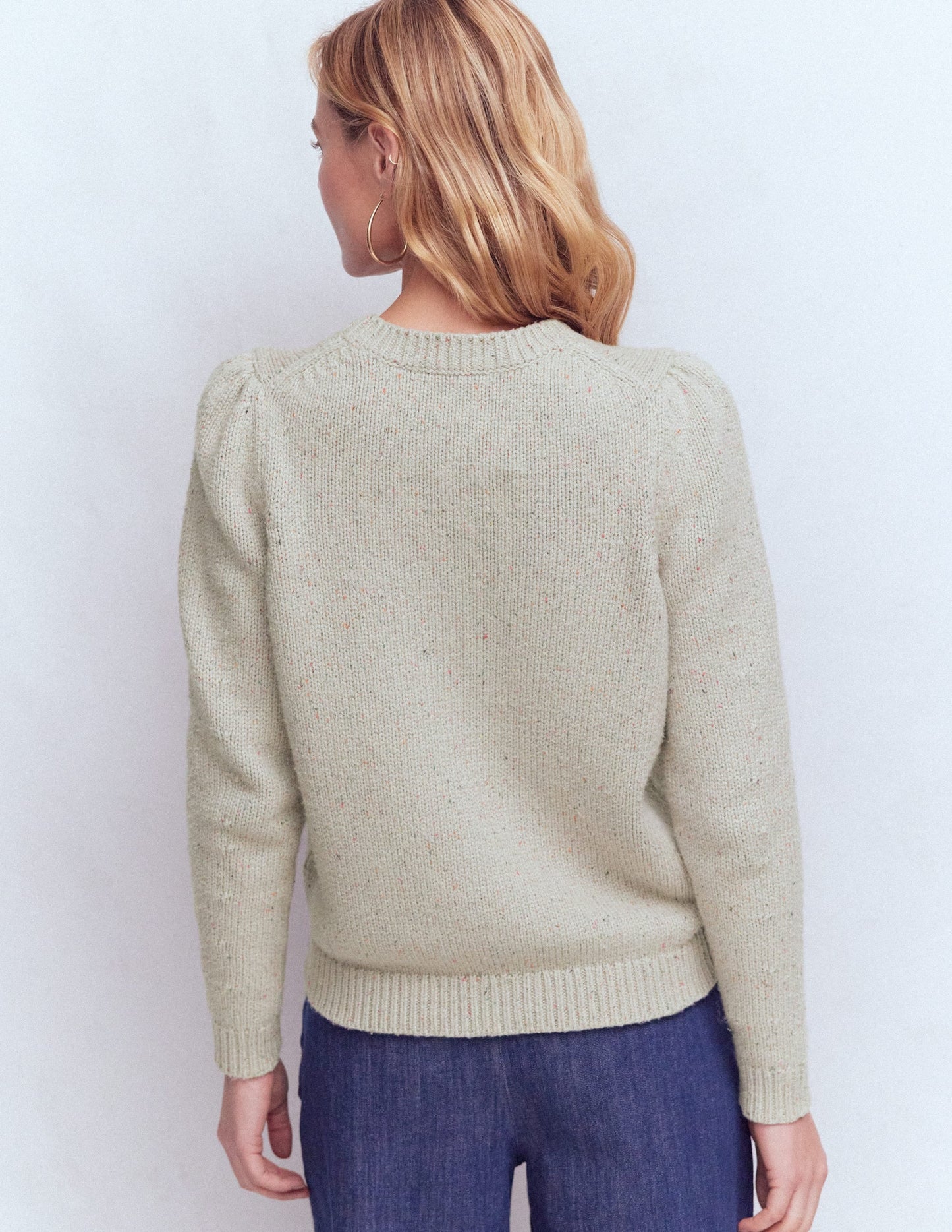 Davina Puff Sleeve Sweater-Ivory, Nep