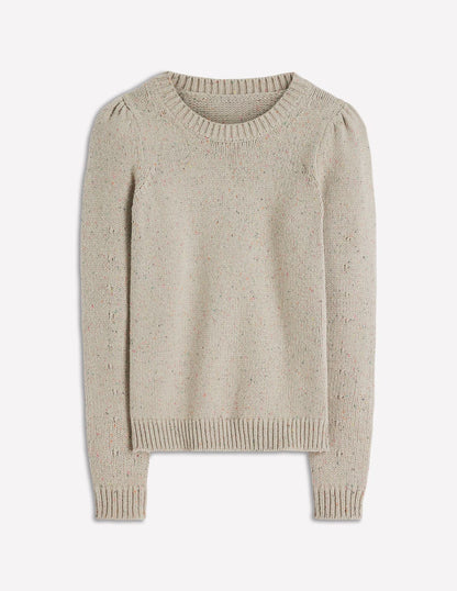Davina Puff Sleeve Sweater-Ivory, Nep