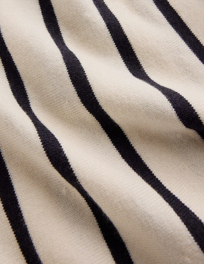 Liz Knitted Midi Skirt-Ivory Stripe