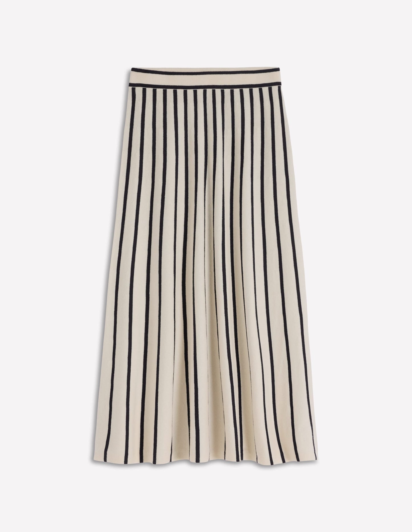 Liz Knitted Midi Skirt-Ivory Stripe