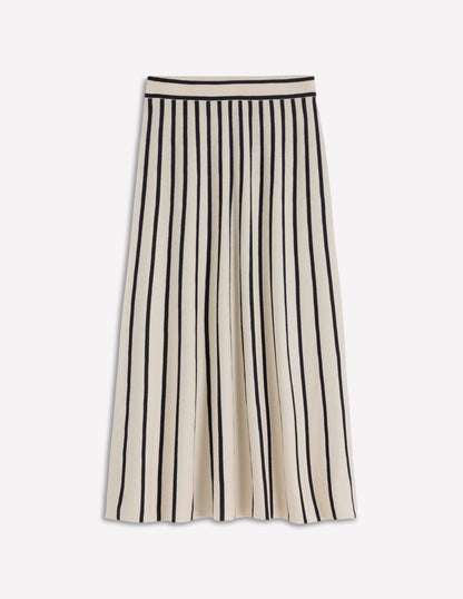 Liz Knitted Midi Skirt-Ivory Stripe