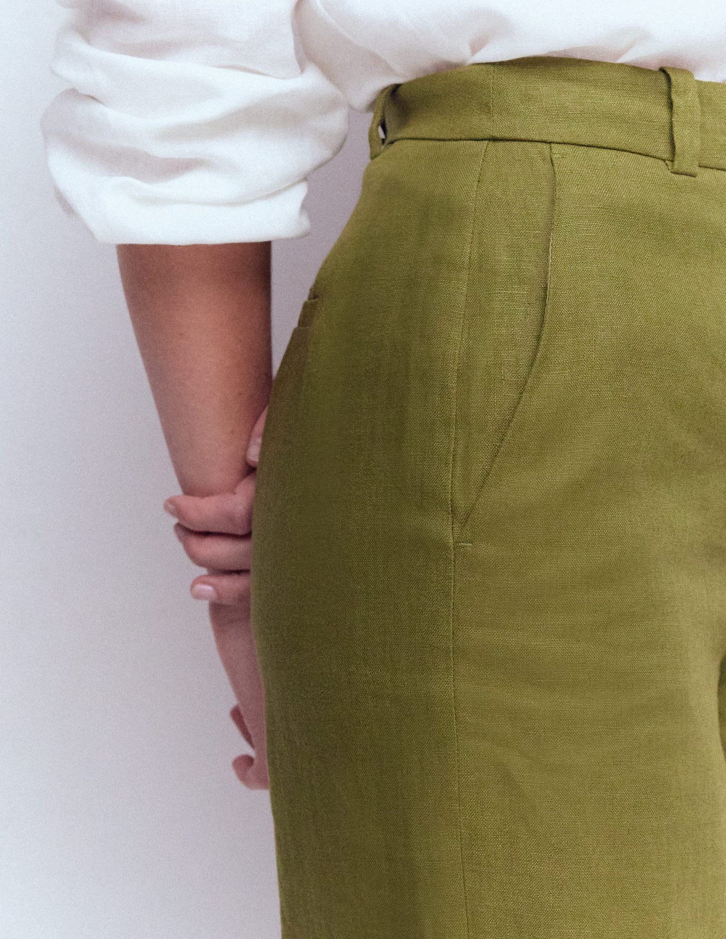 Belgravia Linen Pants-Olive Green