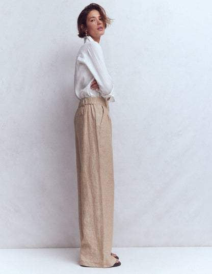 Kensington Linen Pants-Cappuccino Chambray