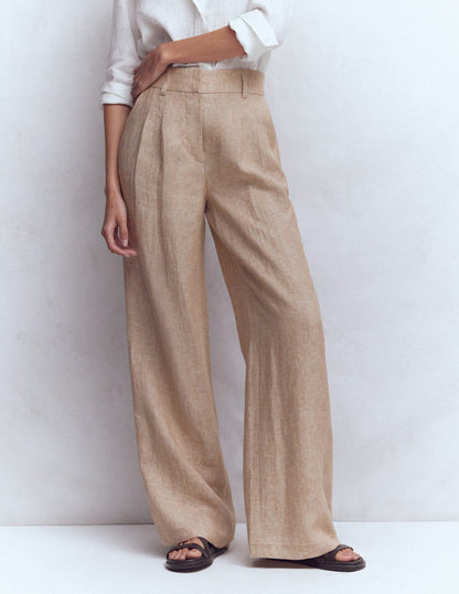 Kensington Linen Pants-Cappuccino Chambray