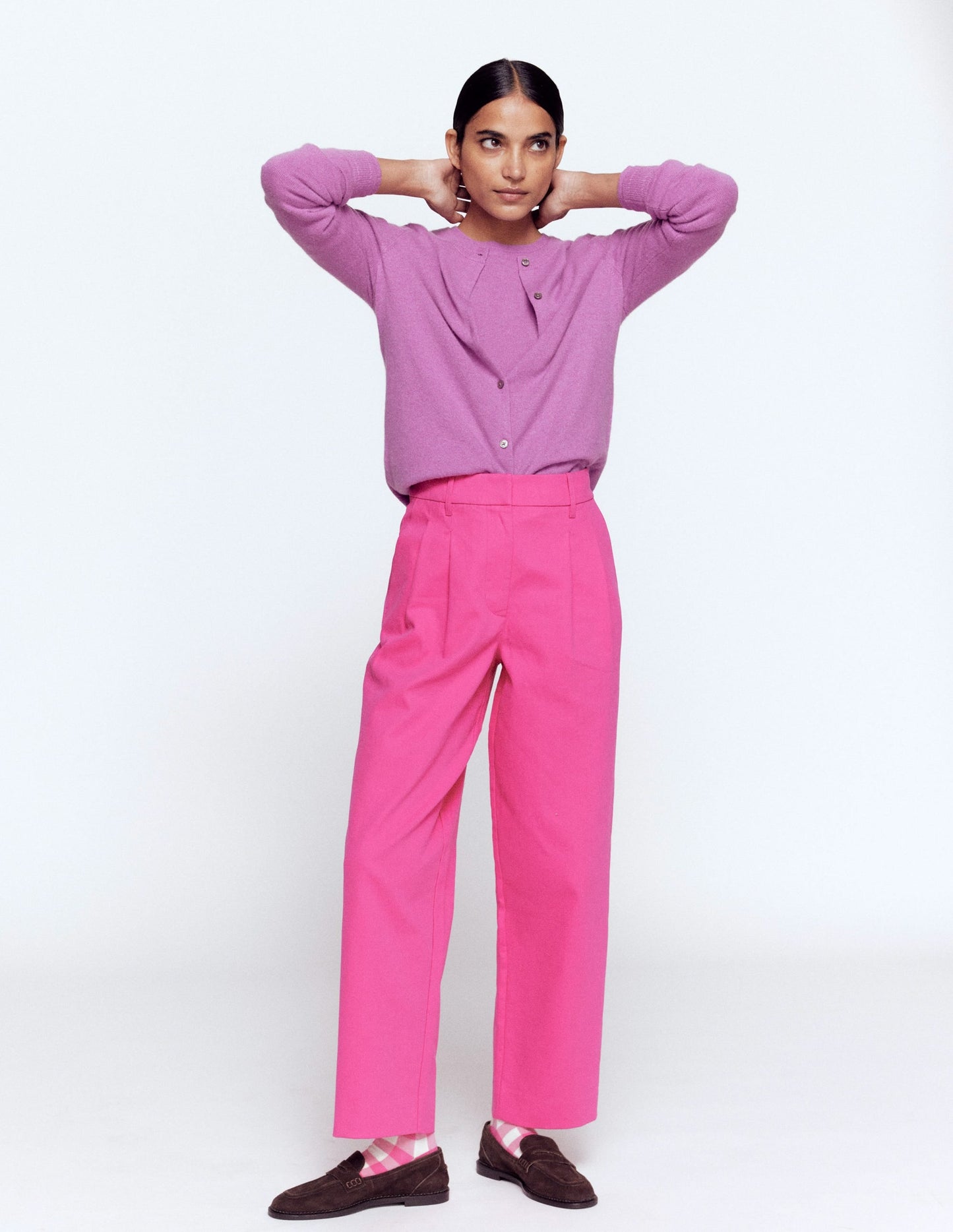 Bloomsbury Cotton Pants-Pink Peony