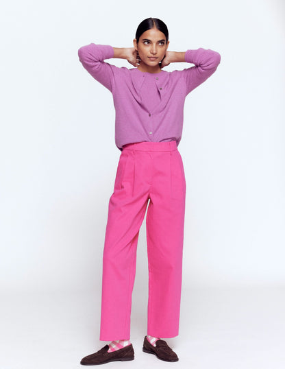 Bloomsbury Cotton Pants-Pink Peony