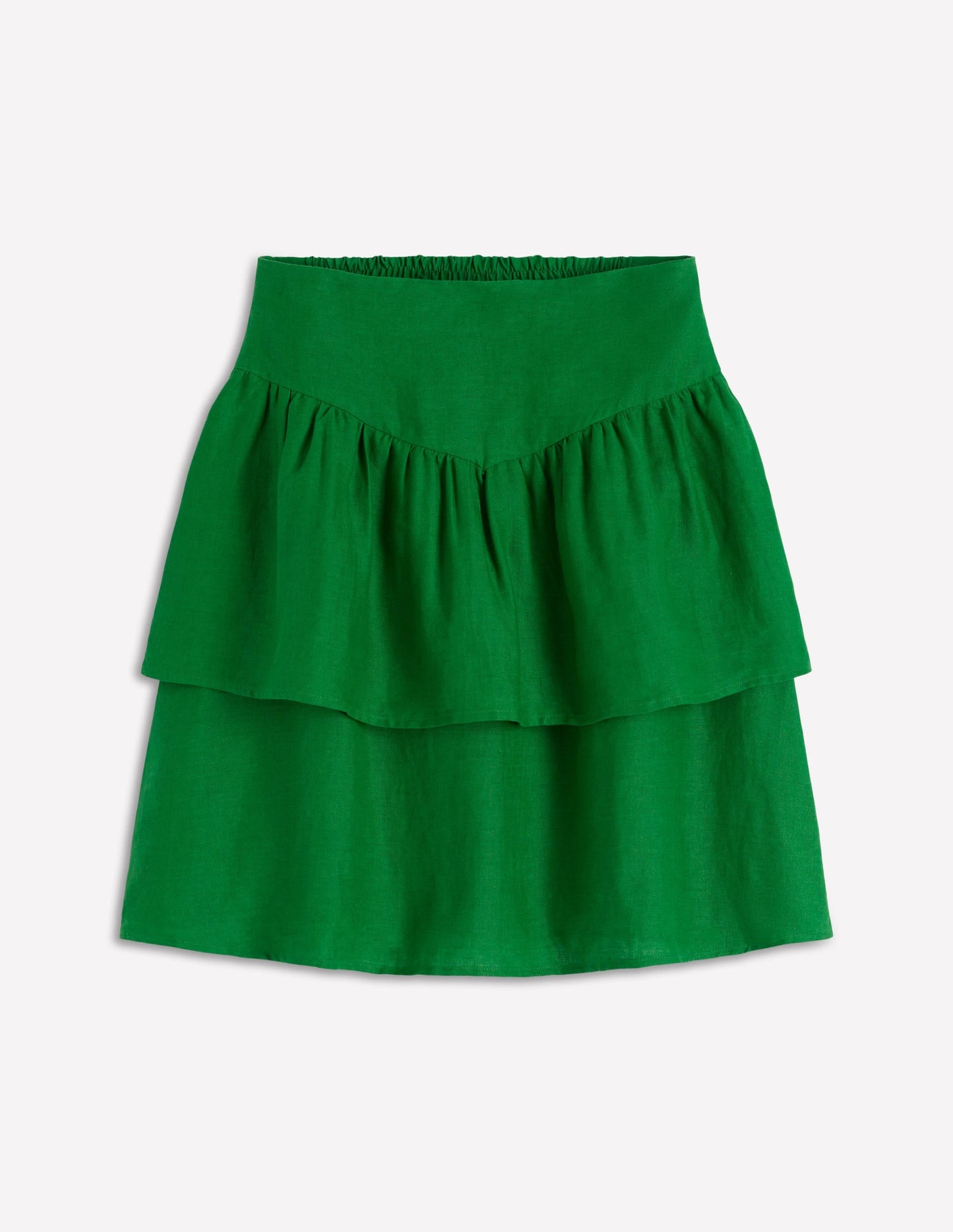 Tiered Linen Skirt-Highland Green