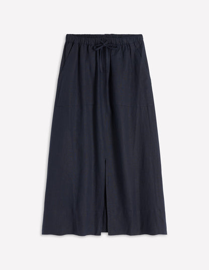 Layla Linen Skirt-Navy