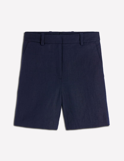 Belgravia Linen Shorts-Navy