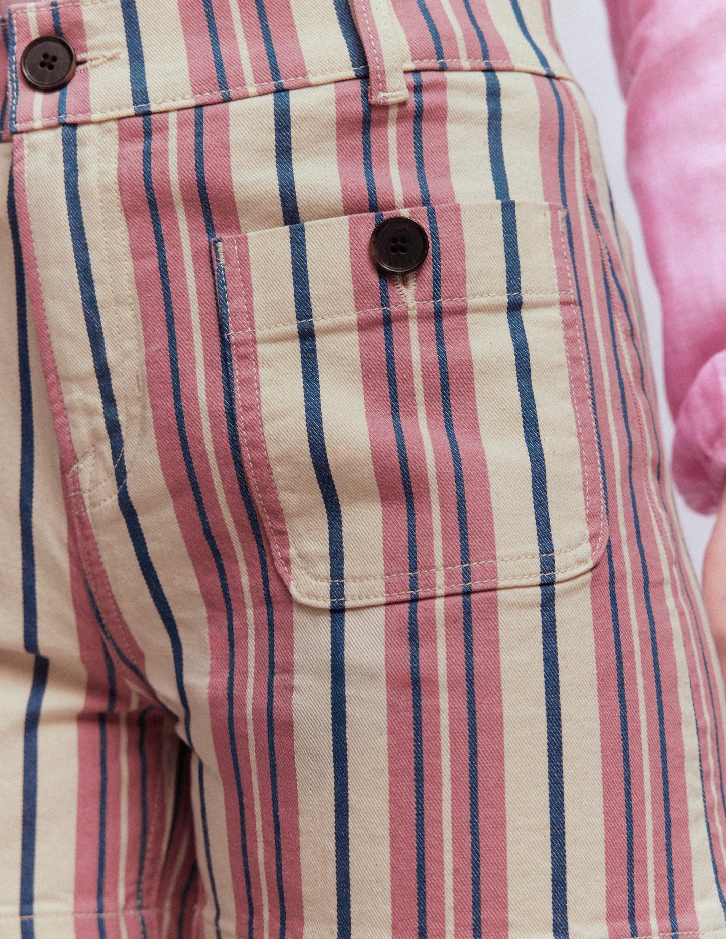 Primrose Denim Shorts-Pink Stripe