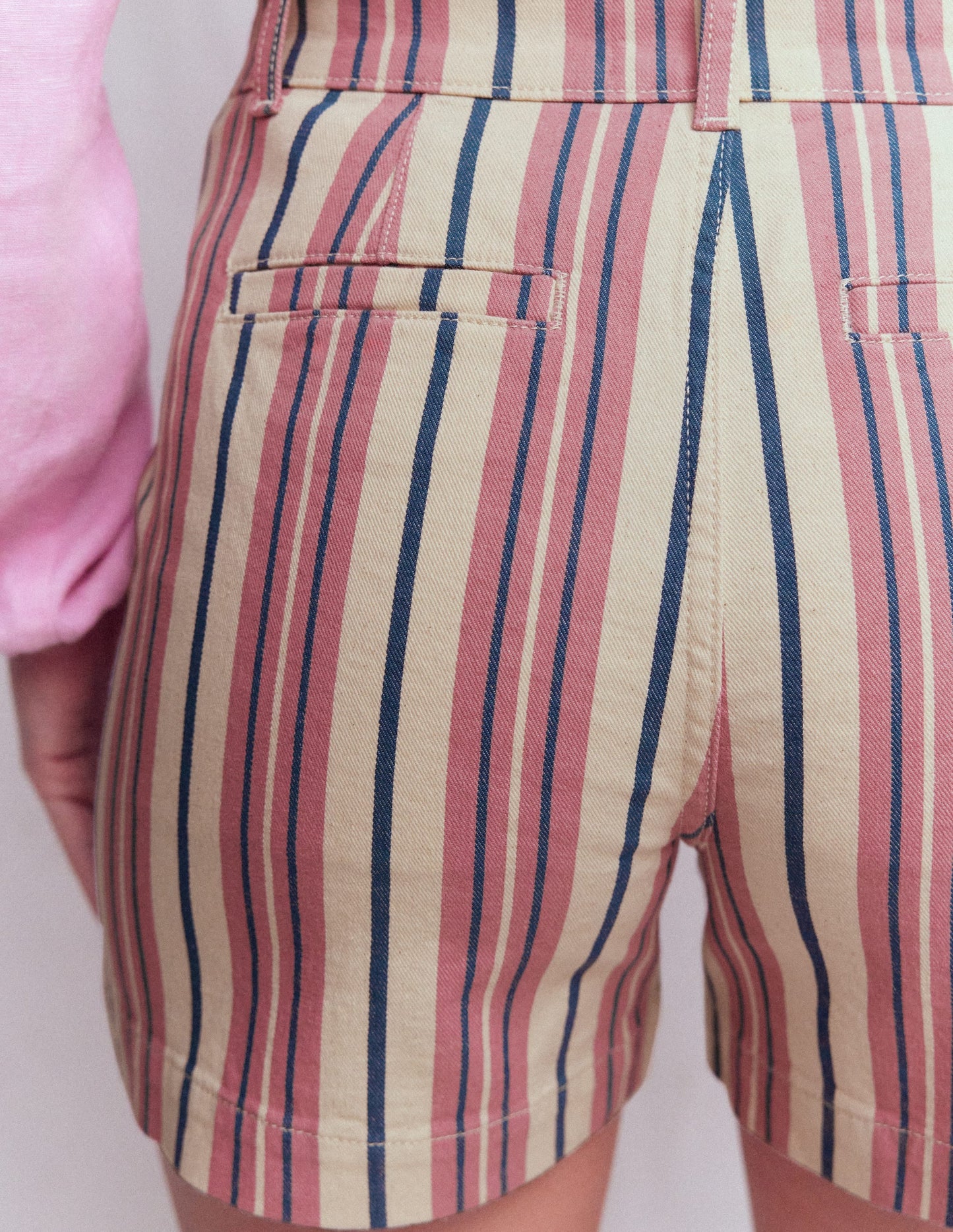 Primrose Denim Shorts-Pink Stripe