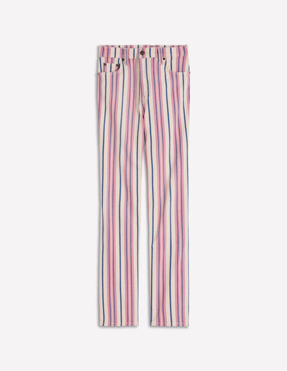 High Rise Straight Jeans-Pink, Blue & Ivory Stripe