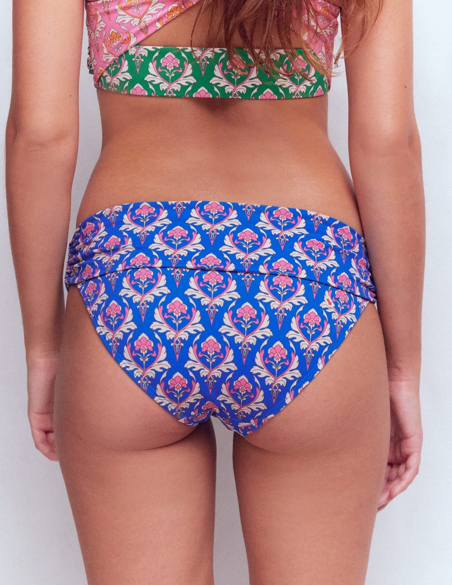 Classic Fold Bikini Bottoms-Blue, Ornamental Stamp